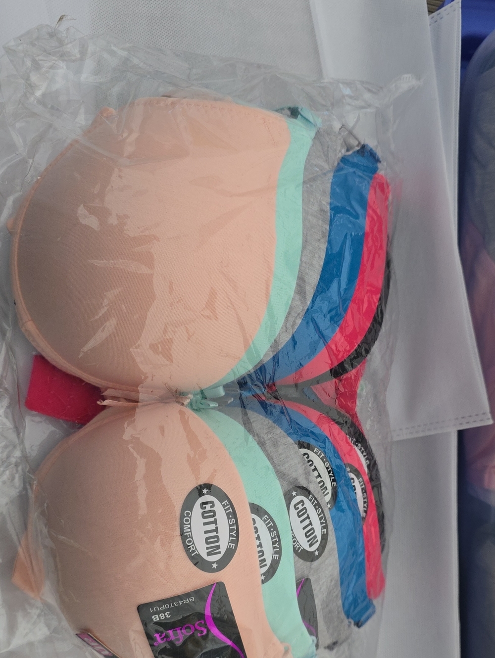 Multi-Pack Women's Cotton Puch- Up Bras - Nude, Mint, Blue, Pink, Black, Gray